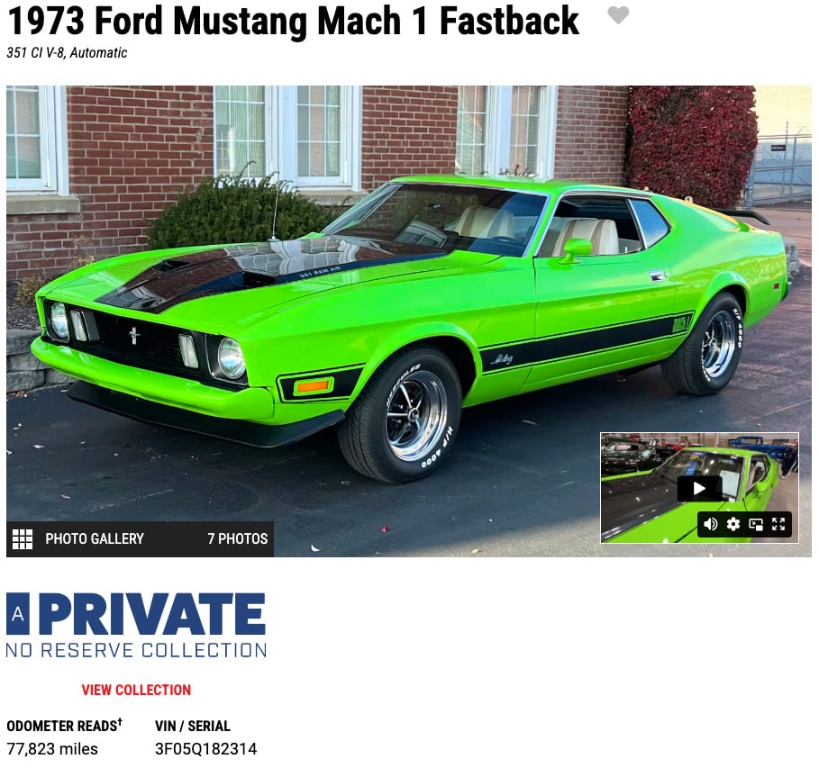 1973 Mustang Mach 1 VIN decoder